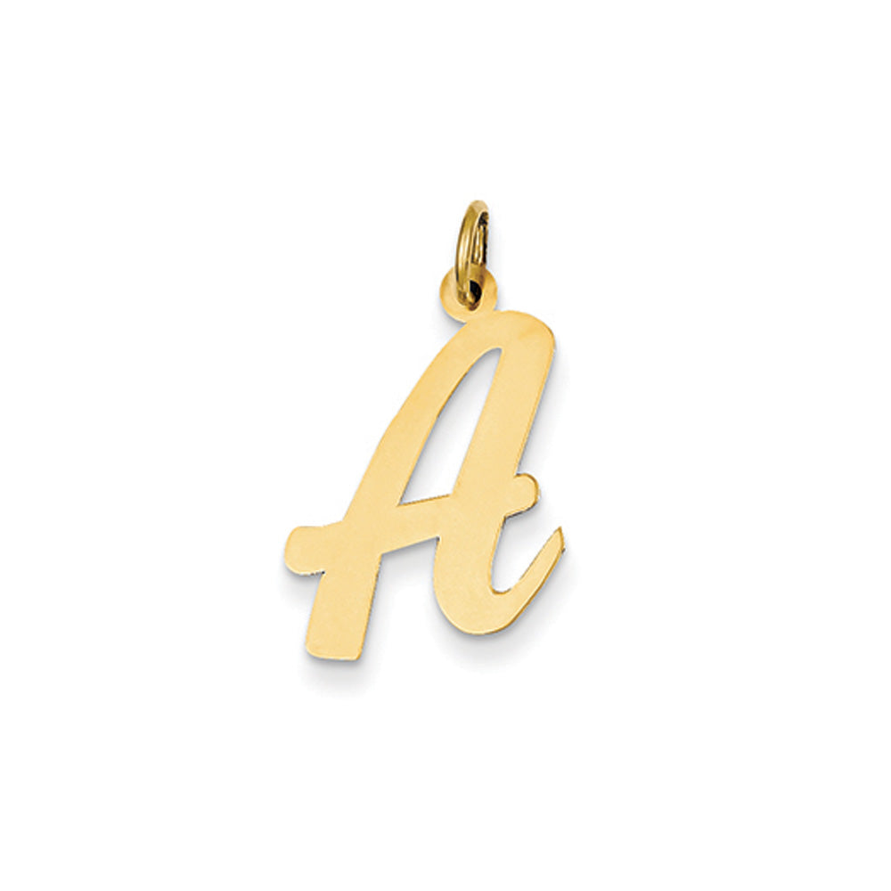 14k Yellow Gold Madison Collection LG Classic Script Initial A Pendant, Item P10357-A by The Black Bow Jewelry Co.