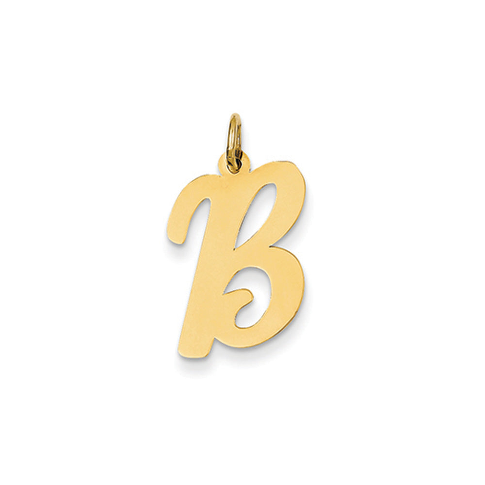 14k Yellow Gold Madison Collection LG Classic Script Initial B Pendant, Item P10357-B by The Black Bow Jewelry Co.