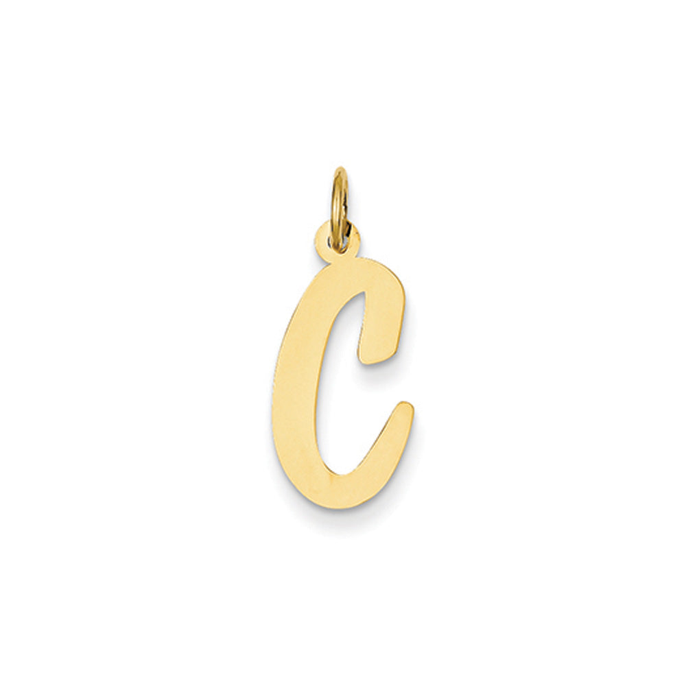 14k Yellow Gold Madison Collection LG Classic Script Initial C Pendant, Item P10357-C by The Black Bow Jewelry Co.