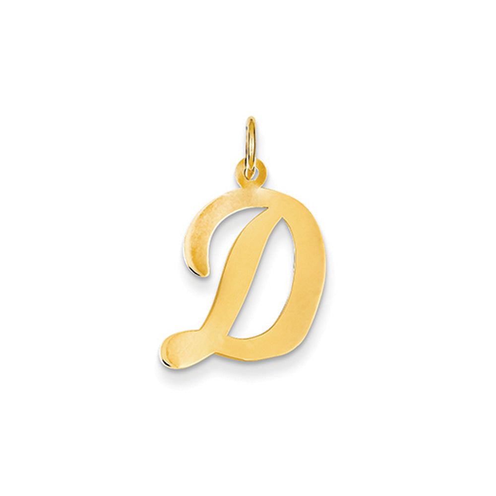 14k Yellow Gold Madison Collection LG Classic Script Initial D Pendant, Item P10357-D by The Black Bow Jewelry Co.