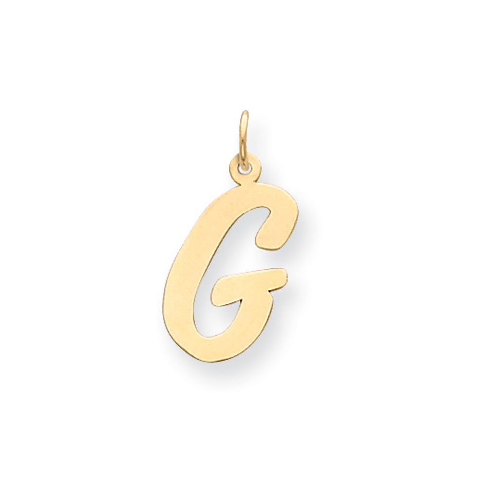 14k Yellow Gold Madison Collection LG Classic Script Initial G Pendant, Item P10357-G by The Black Bow Jewelry Co.