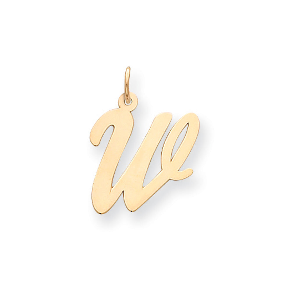 14k Yellow Gold Madison Collection LG Classic Script Initial W Pendant, Item P10357-W by The Black Bow Jewelry Co.