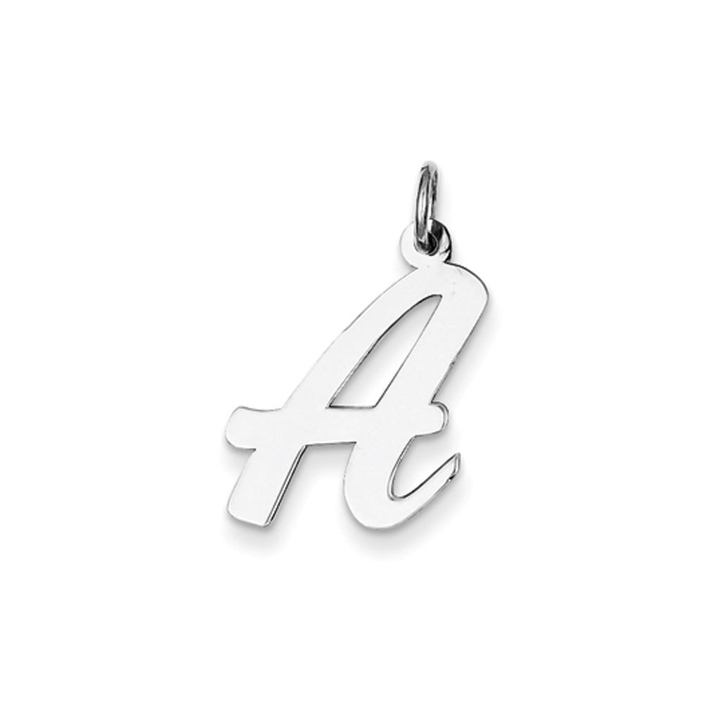 14k White Gold, Madison Collection LG Classic Script Initial A Pendant, Item P10358-A by The Black Bow Jewelry Co.