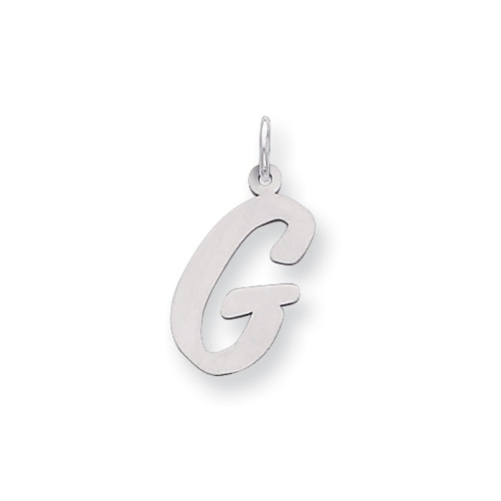 Sterling Silver Madison Collection LG Classic Script Initial G Pendant, Item P10359-G by The Black Bow Jewelry Co.