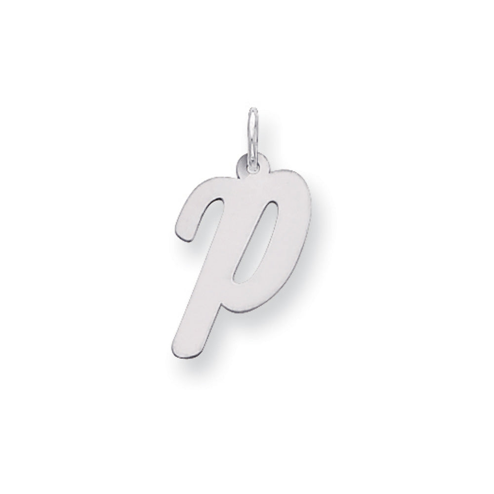Sterling Silver Madison Collection LG Classic Script Initial P Pendant, Item P10359-P by The Black Bow Jewelry Co.