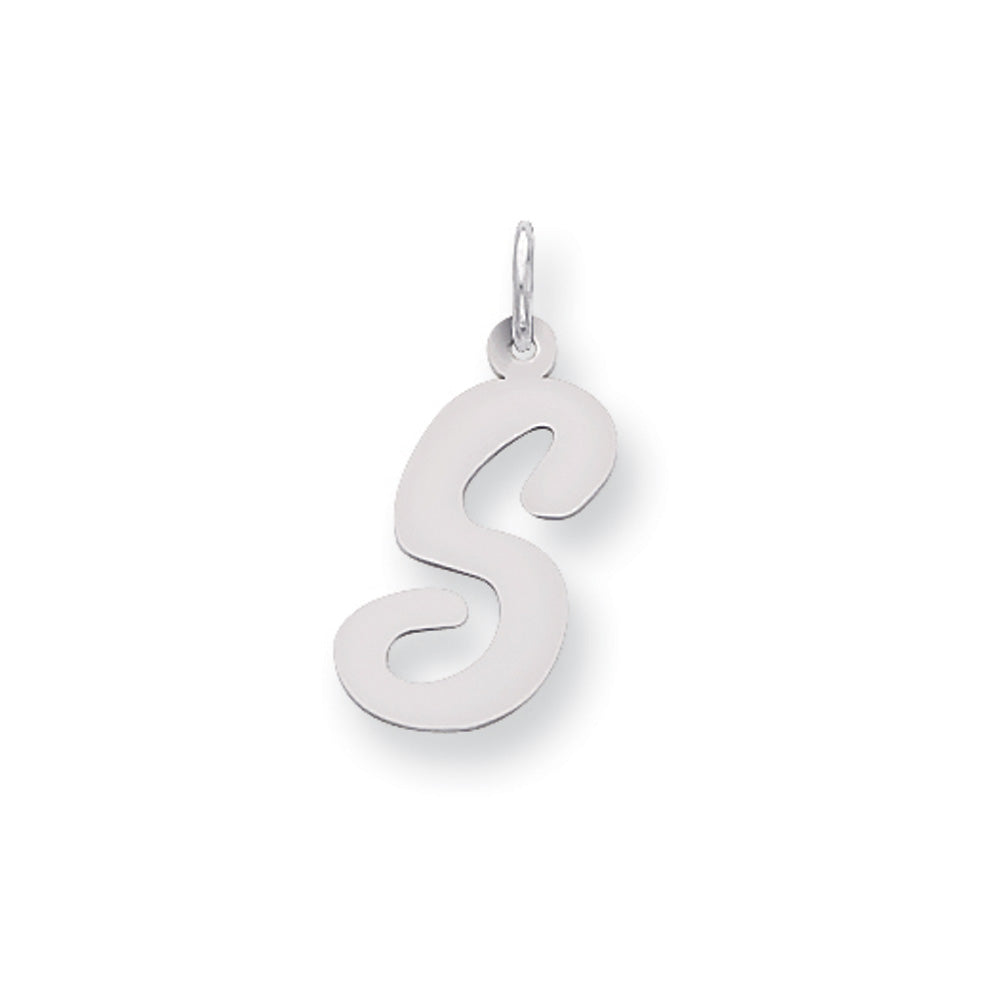 Sterling Silver Madison Collection LG Classic Script Initial S Pendant, Item P10359-S by The Black Bow Jewelry Co.