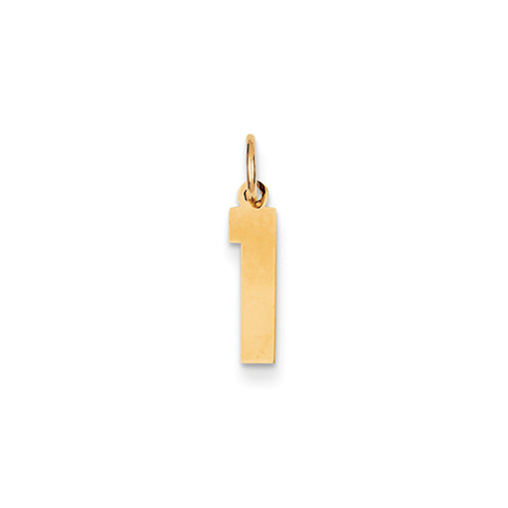 14k Yellow Gold, Athletic Collection, Small Polished Number 1 Pendant, Item P10390-1 by The Black Bow Jewelry Co.