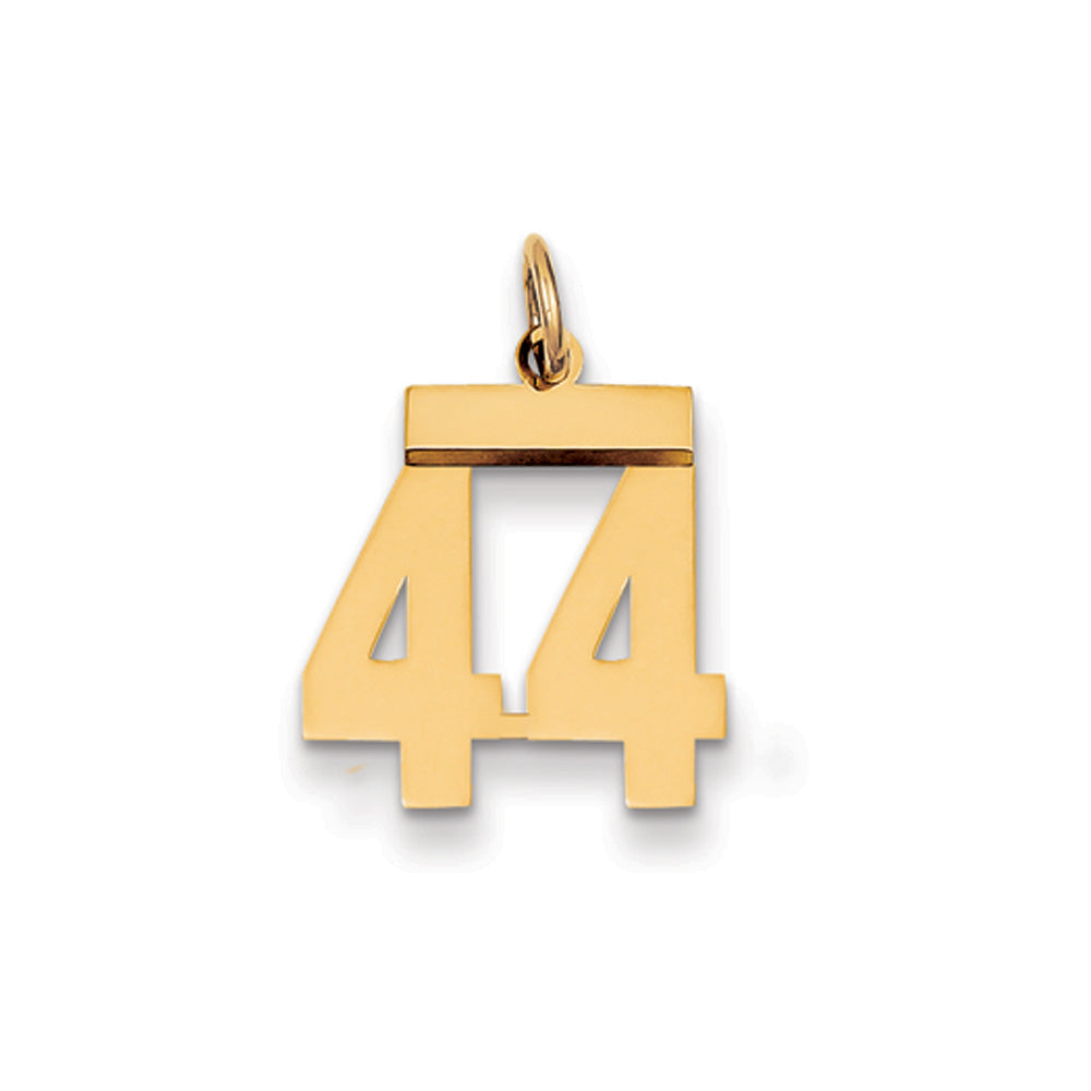 14k Yellow Gold, Athletic Collection, Small Polished Number 44 Pendant, Item P10390-44 by The Black Bow Jewelry Co.