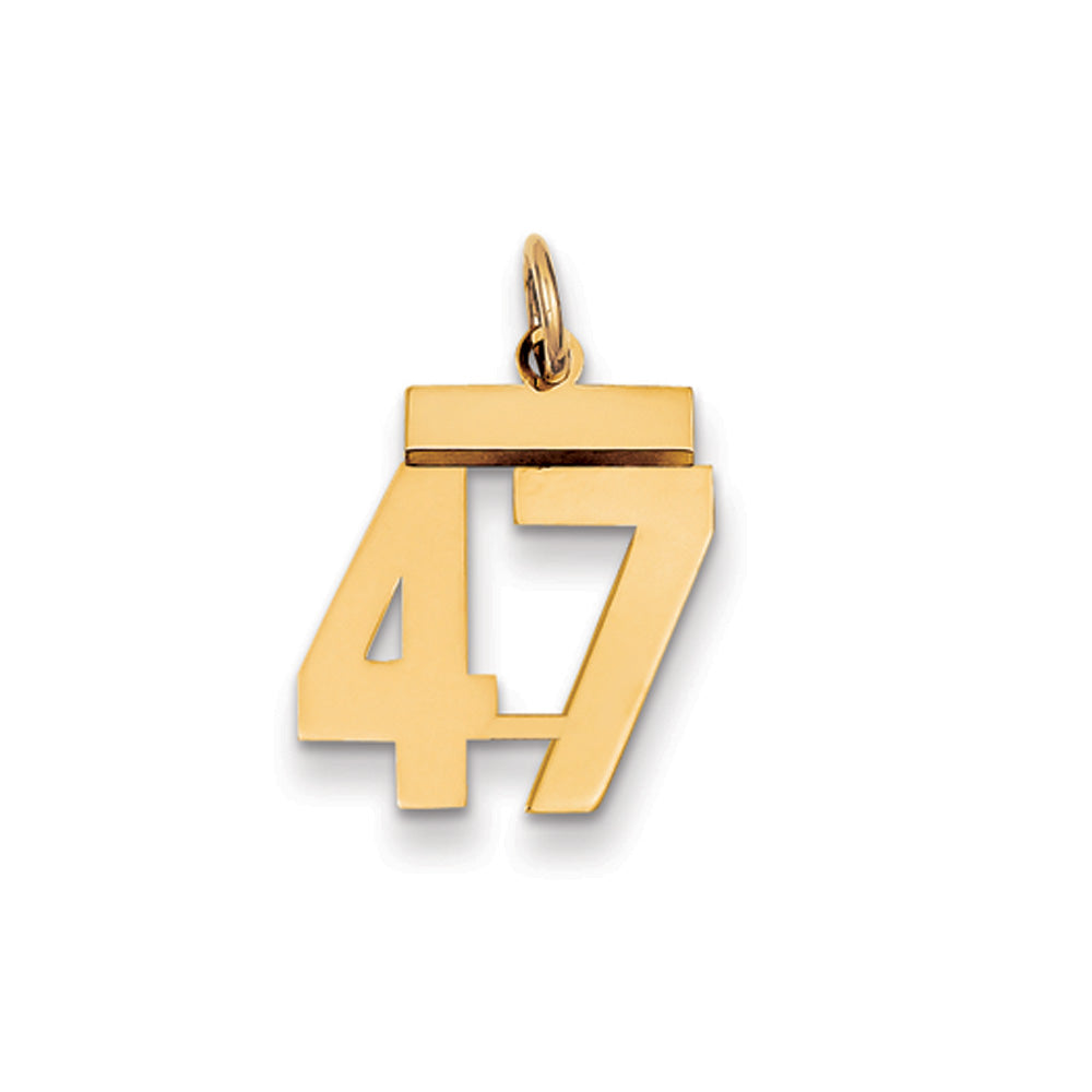 14k Yellow Gold, Athletic Collection, Small Polished Number 47 Pendant, Item P10390-47 by The Black Bow Jewelry Co.