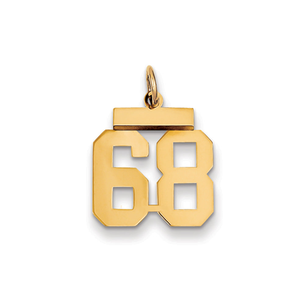 14k Yellow Gold, Athletic Collection, Small Polished Number 68 Pendant, Item P10390-68 by The Black Bow Jewelry Co.