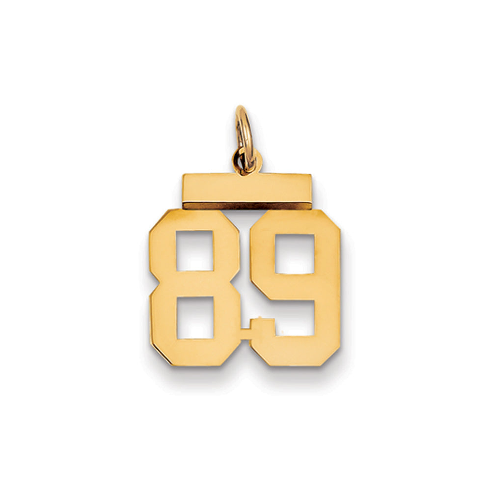 14k Yellow Gold, Athletic Collection, Small Polished Number 89 Pendant, Item P10390-89 by The Black Bow Jewelry Co.