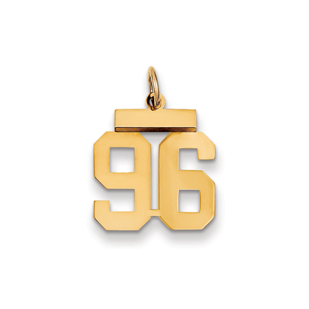 14k Yellow Gold, Athletic Collection, Small Polished Number 96 Pendant, Item P10390-96 by The Black Bow Jewelry Co.