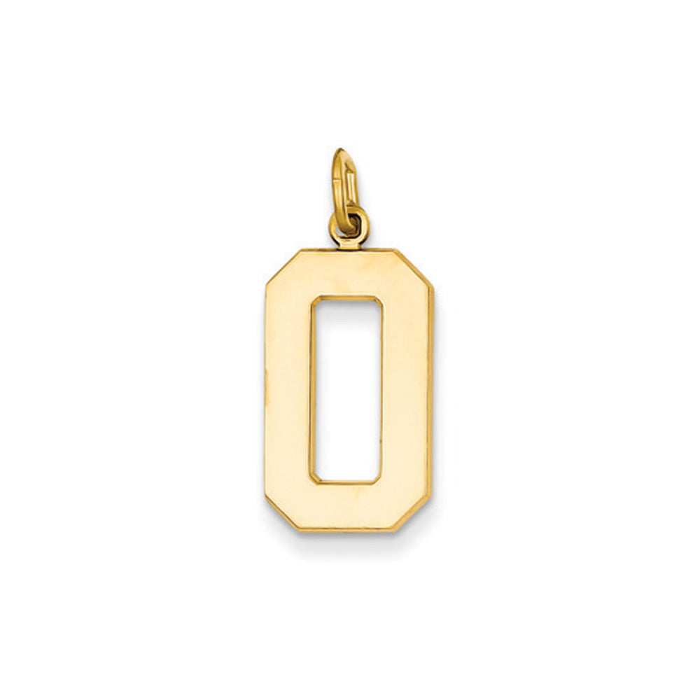14k Yellow Gold, Athletic Collection, Large Polished Number 0 Pendant, Item P10399-0 by The Black Bow Jewelry Co.