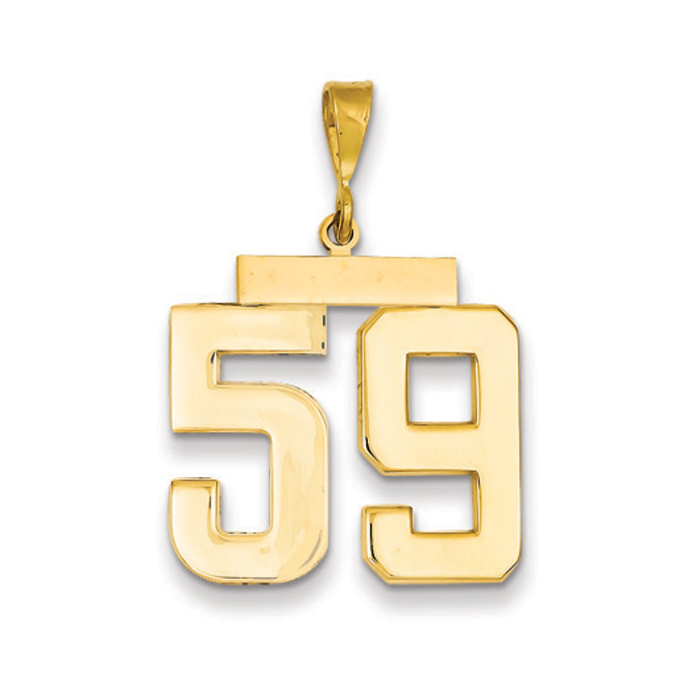 14k Yellow Gold, Athletic Collection, Large Polished Number 59 Pendant, Item P10399-59 by The Black Bow Jewelry Co.