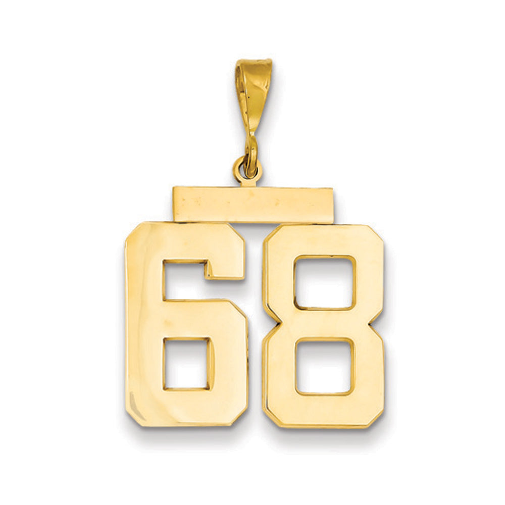 14k Yellow Gold, Athletic Collection, Large Polished Number 68 Pendant, Item P10399-68 by The Black Bow Jewelry Co.