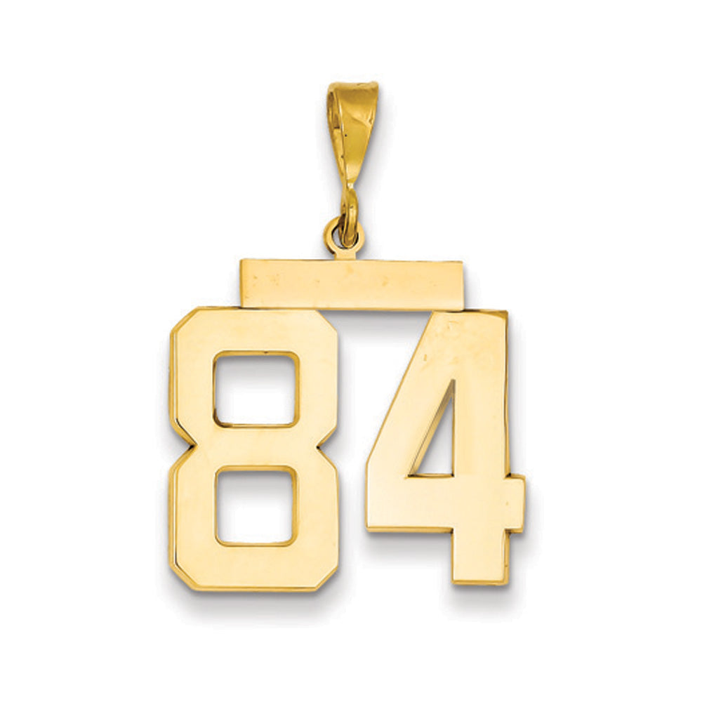 14k Yellow Gold, Athletic Collection, Large Polished Number 84 Pendant, Item P10399-84 by The Black Bow Jewelry Co.