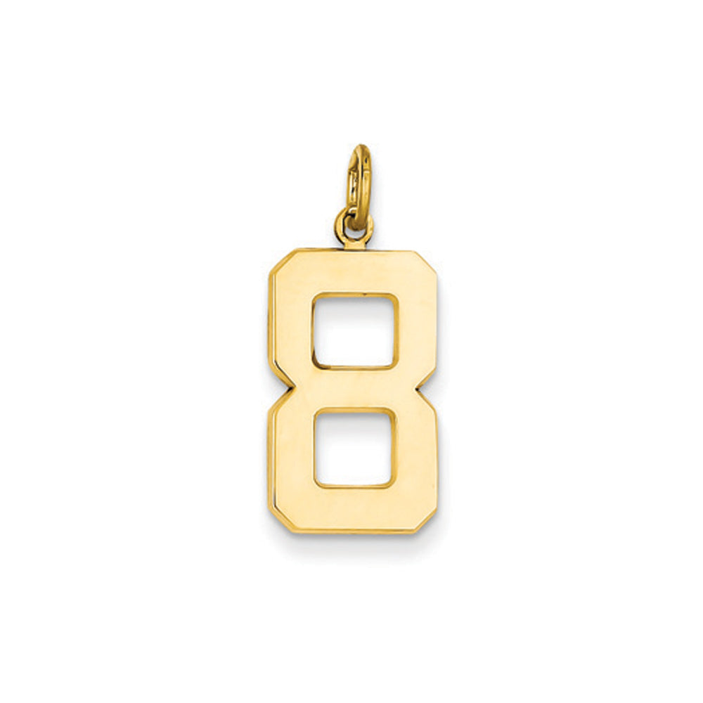 14k Yellow Gold, Athletic Collection, Large Polished Number 8 Pendant, Item P10399-8 by The Black Bow Jewelry Co.