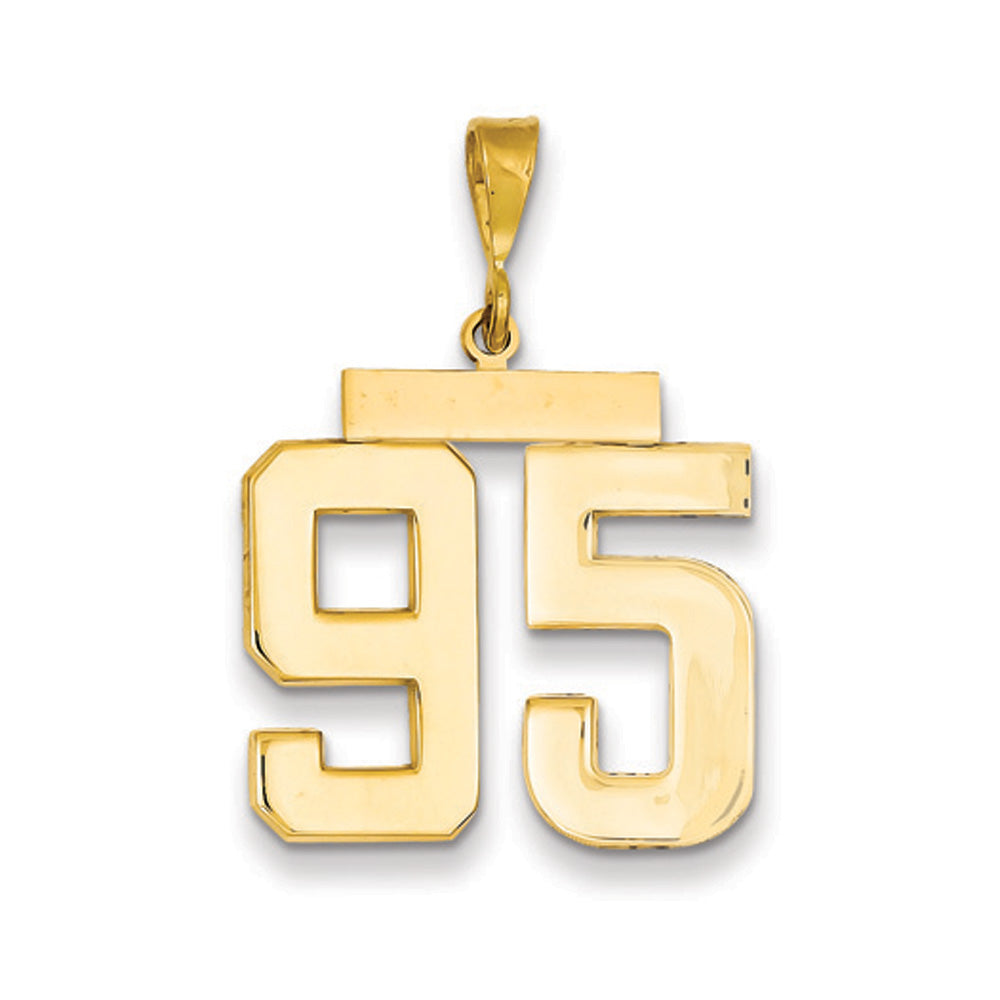 14k Yellow Gold, Athletic Collection, Large Polished Number 95 Pendant, Item P10399-95 by The Black Bow Jewelry Co.