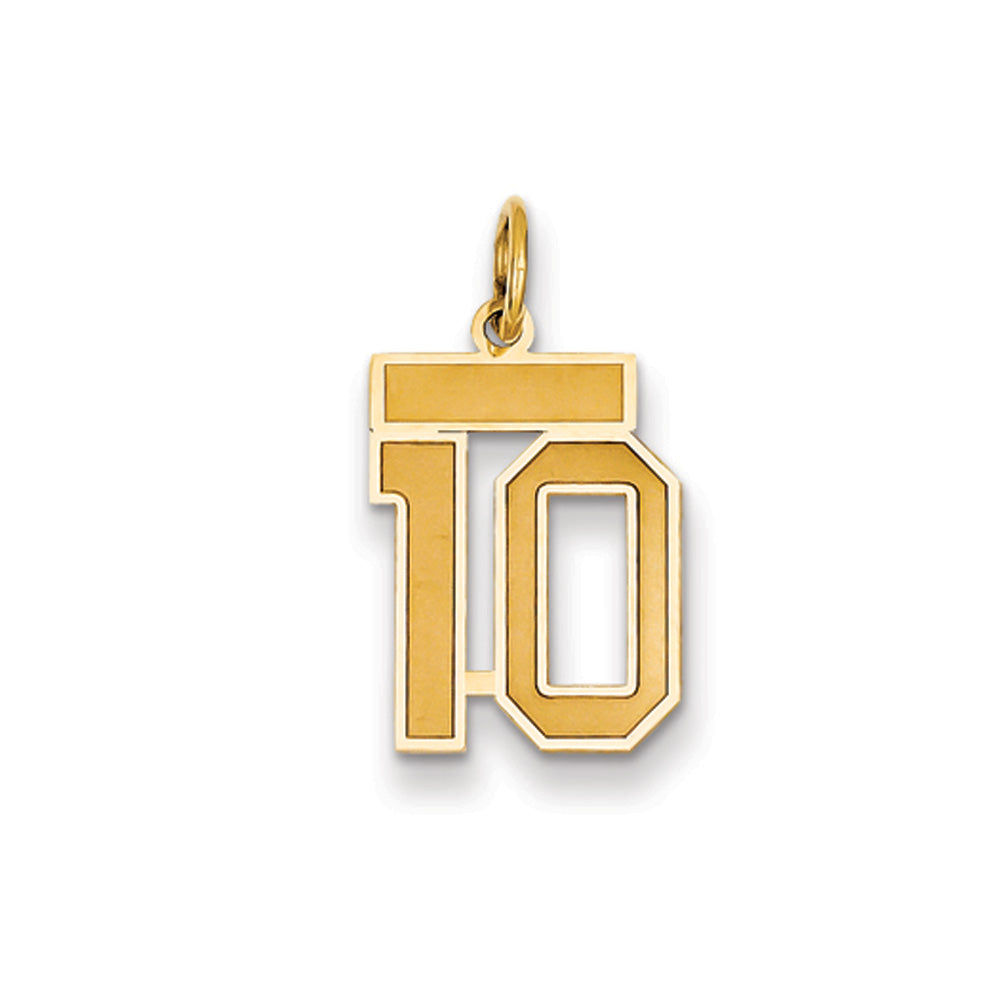 14k Yellow Gold, Jersey Collection, Small Number 10 Pendant, Item P10400-10 by The Black Bow Jewelry Co.