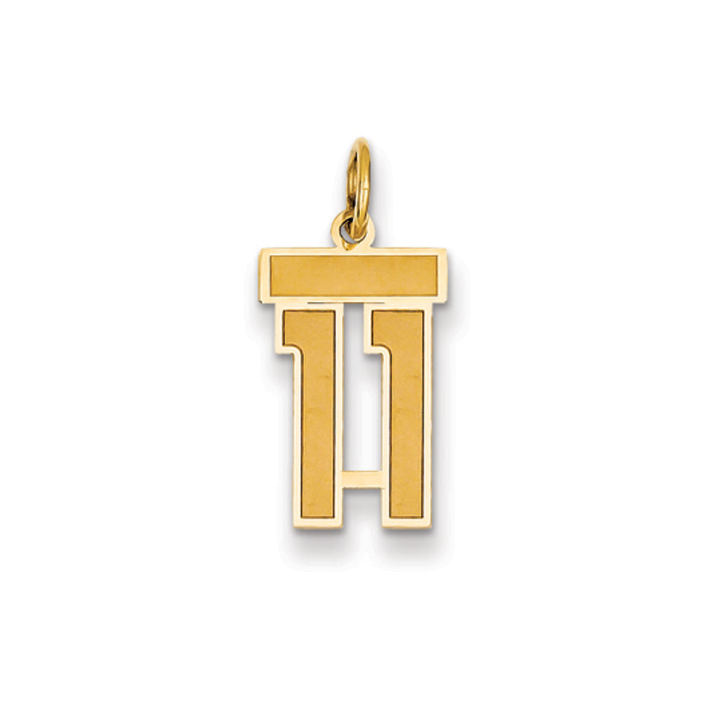 14k Yellow Gold, Jersey Collection, Small Number 11 Pendant, Item P10400-11 by The Black Bow Jewelry Co.