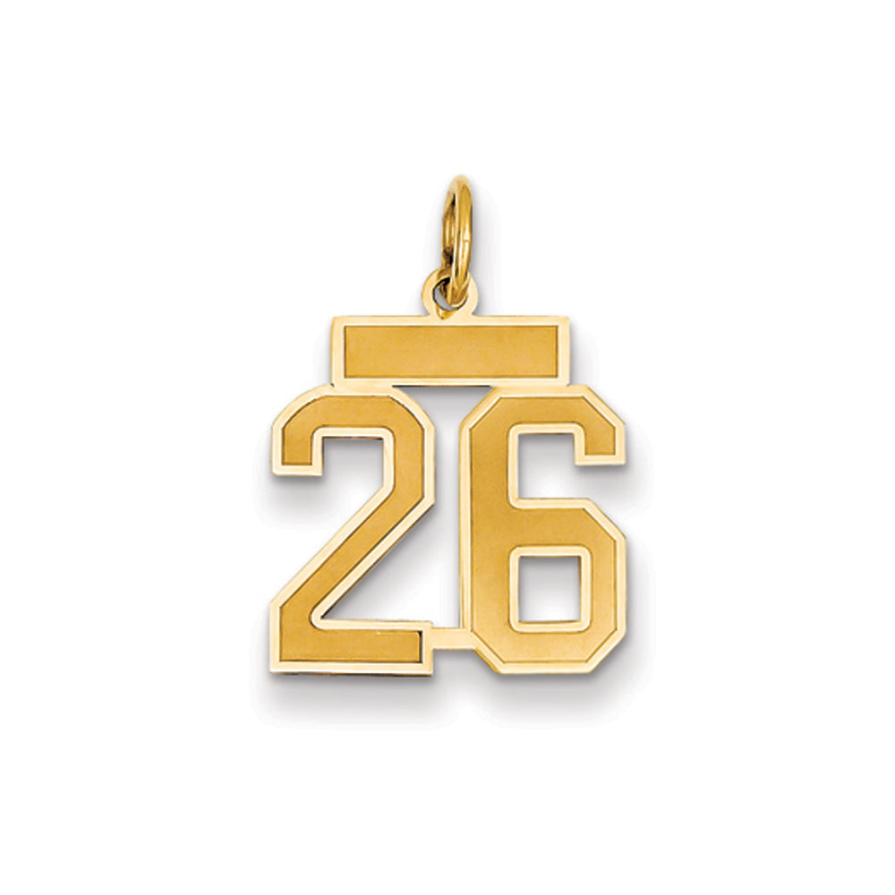 14k Yellow Gold, Jersey Collection, Small Number 26 Pendant, Item P10400-26 by The Black Bow Jewelry Co.