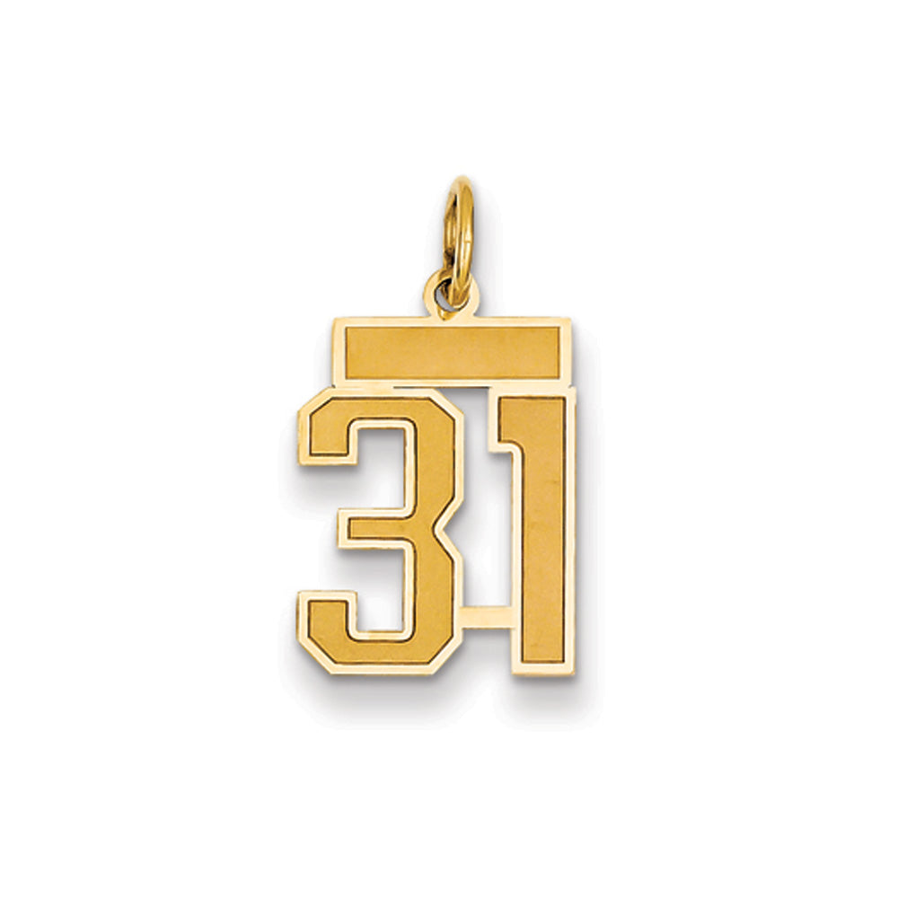 14k Yellow Gold, Jersey Collection, Small Number 31 Pendant, Item P10400-31 by The Black Bow Jewelry Co.