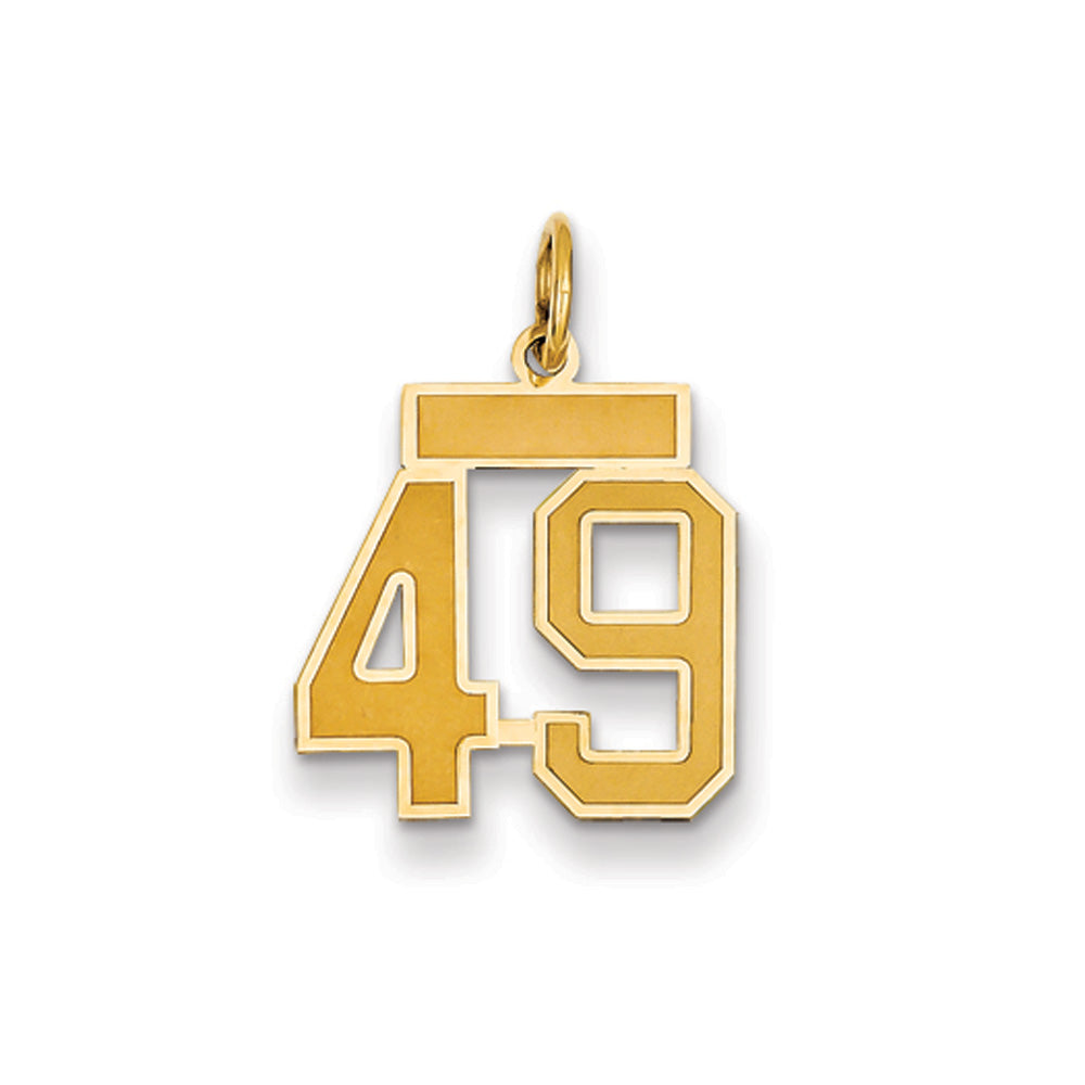 14k Yellow Gold, Jersey Collection, Small Number 49 Pendant, Item P10400-49 by The Black Bow Jewelry Co.
