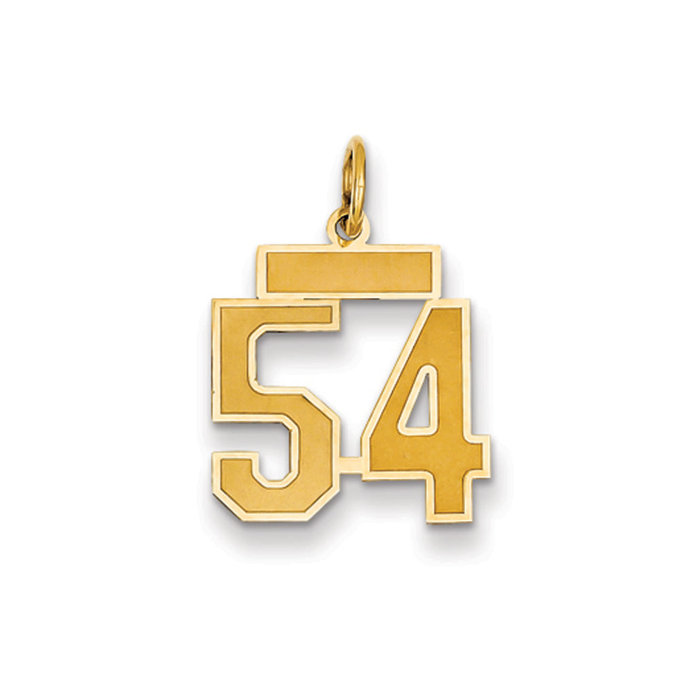 14k Yellow Gold, Jersey Collection, Small Number 54 Pendant, Item P10400-54 by The Black Bow Jewelry Co.
