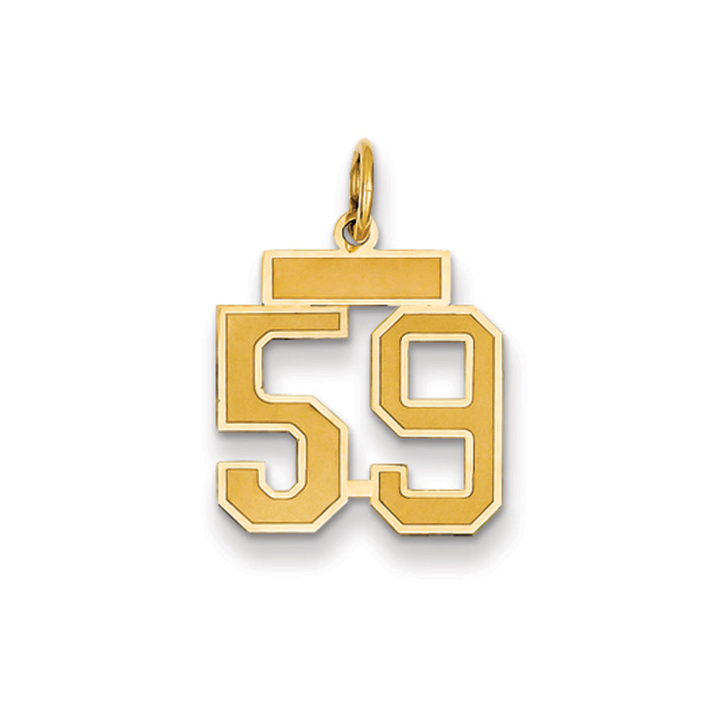 14k Yellow Gold, Jersey Collection, Small Number 59 Pendant, Item P10400-59 by The Black Bow Jewelry Co.
