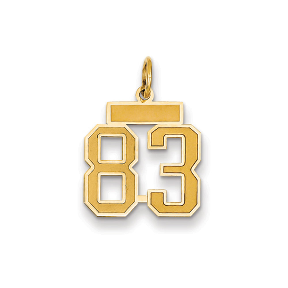 14k Yellow Gold, Jersey Collection, Small Number 83 Pendant, Item P10400-83 by The Black Bow Jewelry Co.
