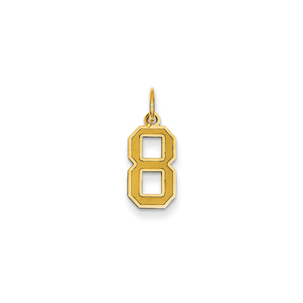 14k Yellow Gold, Jersey Collection, Small Number 8 Pendant, Item P10400-8 by The Black Bow Jewelry Co.