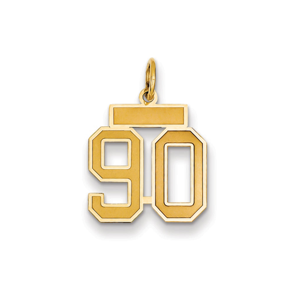 14k Yellow Gold, Jersey Collection, Small Number 90 Pendant, Item P10400-90 by The Black Bow Jewelry Co.