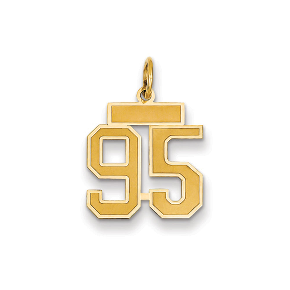 14k Yellow Gold, Jersey Collection, Small Number 95 Pendant, Item P10400-95 by The Black Bow Jewelry Co.