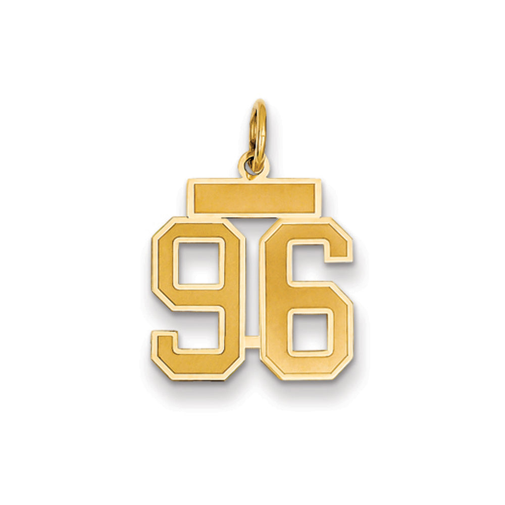 14k Yellow Gold, Jersey Collection, Small Number 96 Pendant, Item P10400-96 by The Black Bow Jewelry Co.