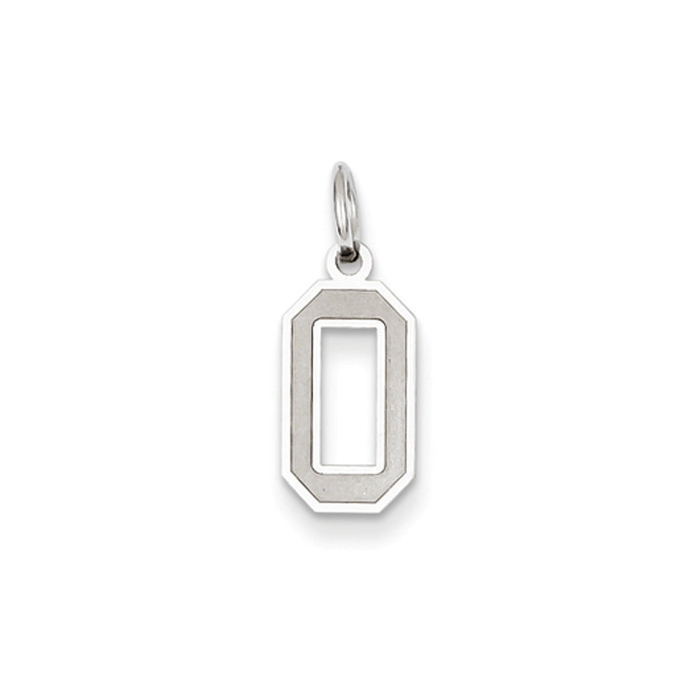 14k White Gold, Jersey Collection, Small Number 0 Pendant, Item P10401-0 by The Black Bow Jewelry Co.