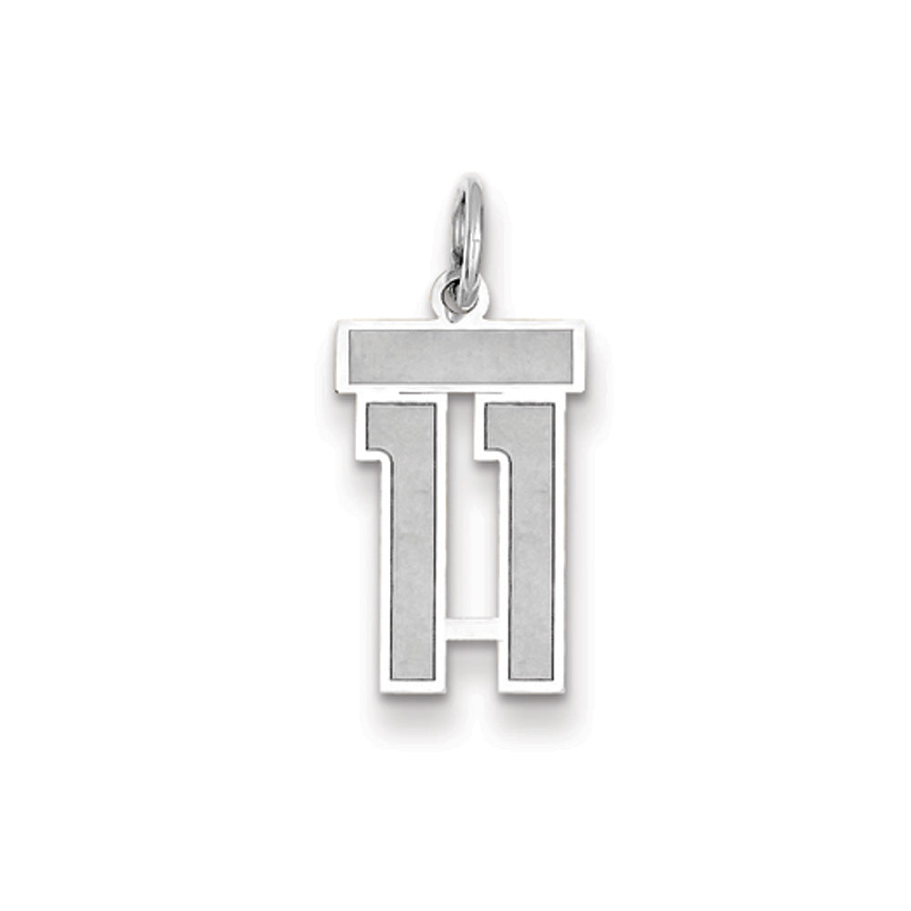 14k White Gold, Jersey Collection, Small Number 11 Pendant, Item P10401-11 by The Black Bow Jewelry Co.
