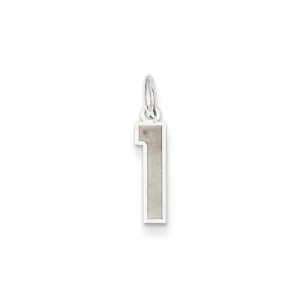 14k White Gold, Jersey Collection, Small Number 1 Pendant, Item P10401-1 by The Black Bow Jewelry Co.