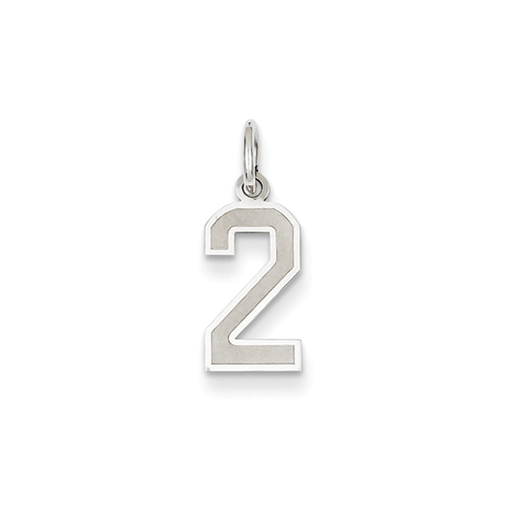 14k White Gold, Jersey Collection, Small Number 2 Pendant, Item P10401-2 by The Black Bow Jewelry Co.