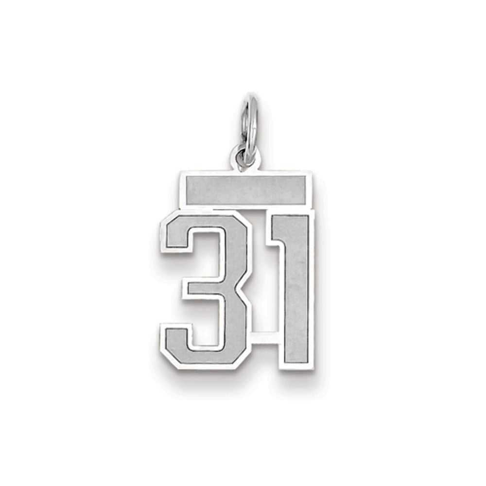 14k White Gold, Jersey Collection, Small Number 31 Pendant, Item P10401-31 by The Black Bow Jewelry Co.