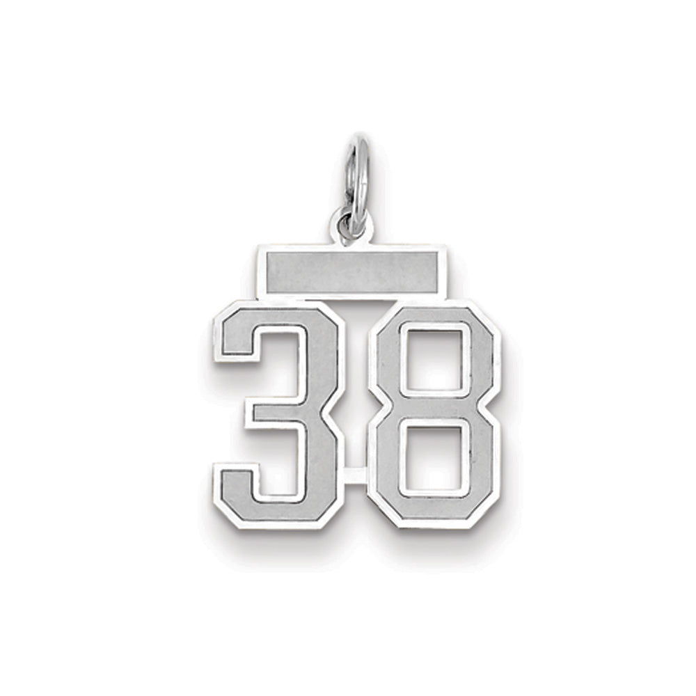 14k White Gold, Jersey Collection, Small Number 38 Pendant, Item P10401-38 by The Black Bow Jewelry Co.
