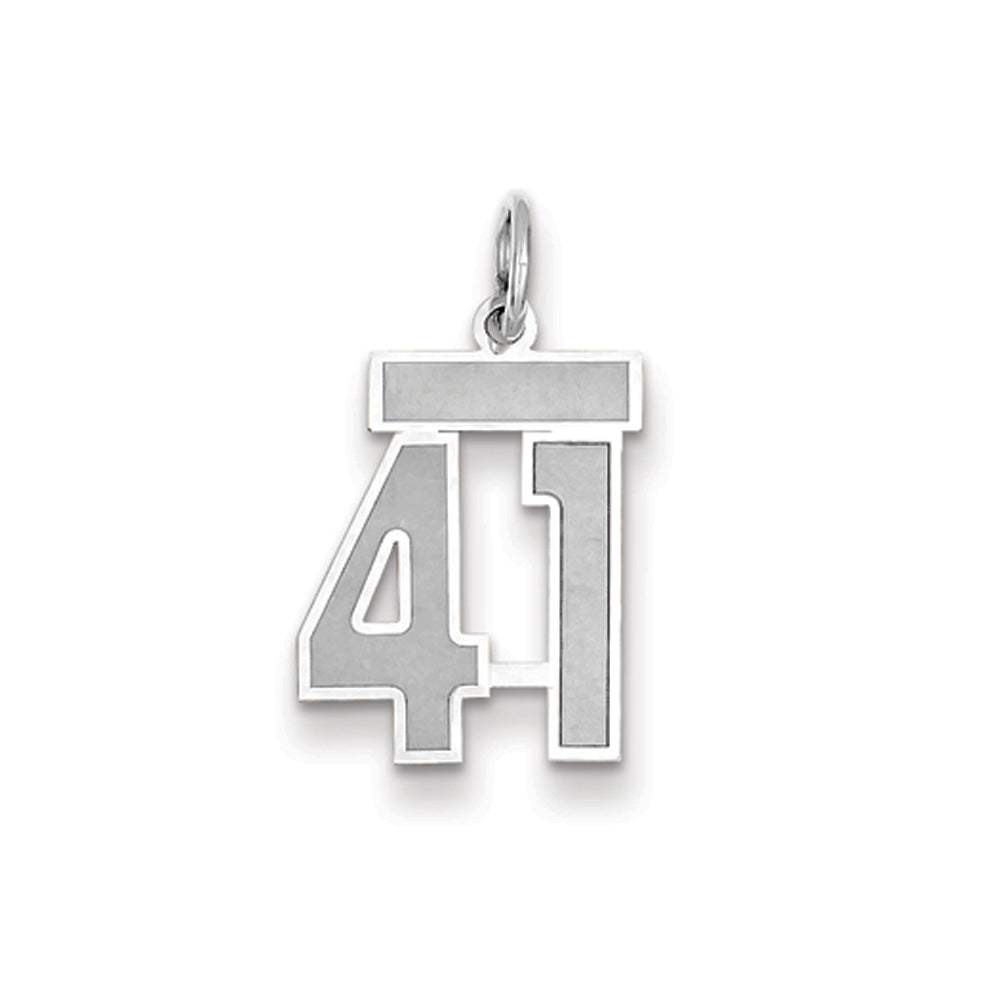 14k White Gold, Jersey Collection, Small Number 41 Pendant, Item P10401-41 by The Black Bow Jewelry Co.