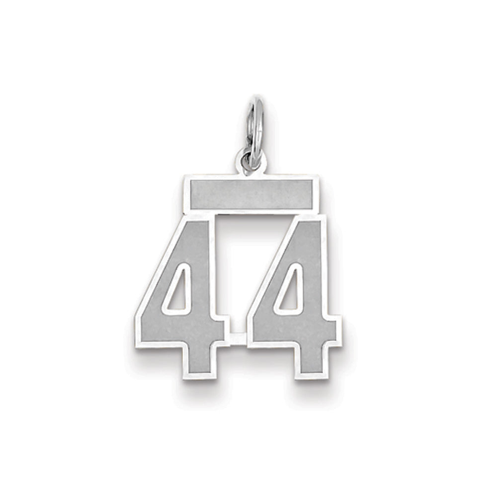 14k White Gold, Jersey Collection, Small Number 44 Pendant, Item P10401-44 by The Black Bow Jewelry Co.