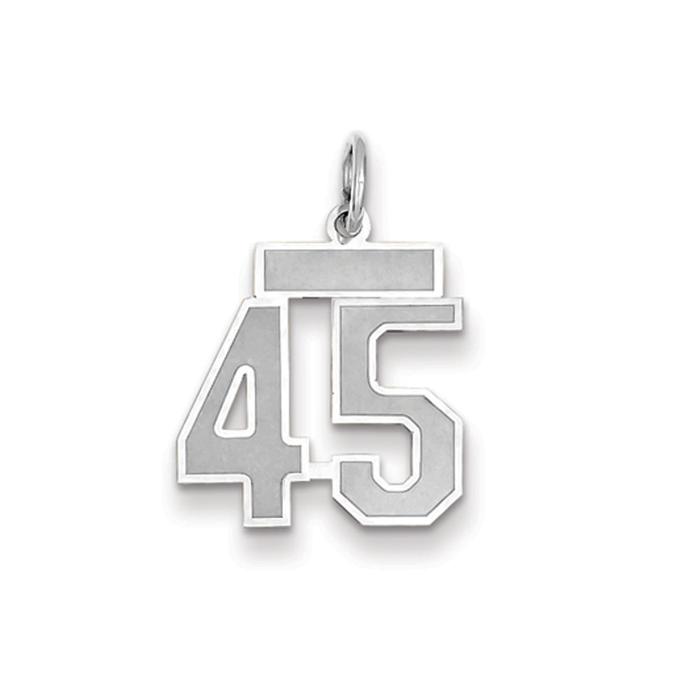 14k White Gold, Jersey Collection, Small Number 45 Pendant, Item P10401-45 by The Black Bow Jewelry Co.
