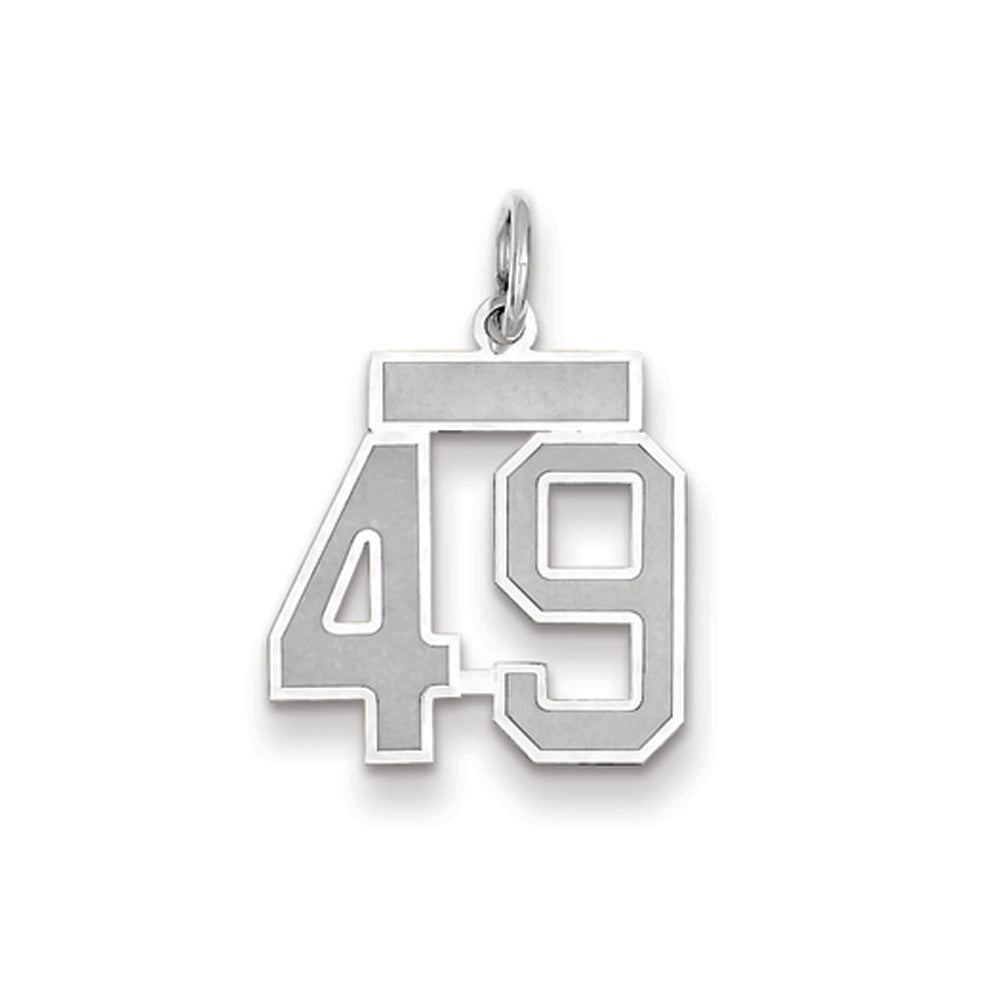 14k White Gold, Jersey Collection, Small Number 49 Pendant, Item P10401-49 by The Black Bow Jewelry Co.