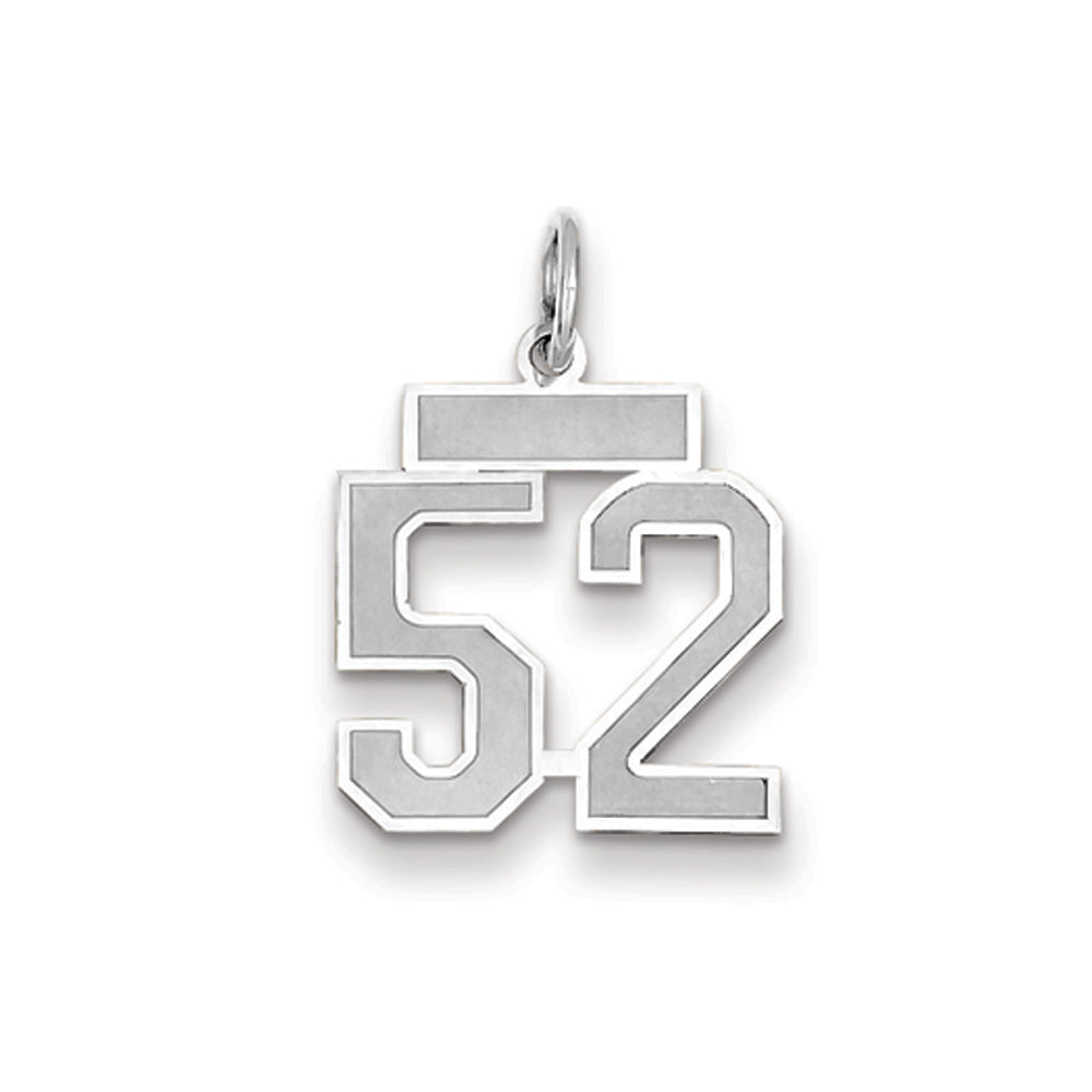 14k White Gold, Jersey Collection, Small Number 52 Pendant, Item P10401-52 by The Black Bow Jewelry Co.