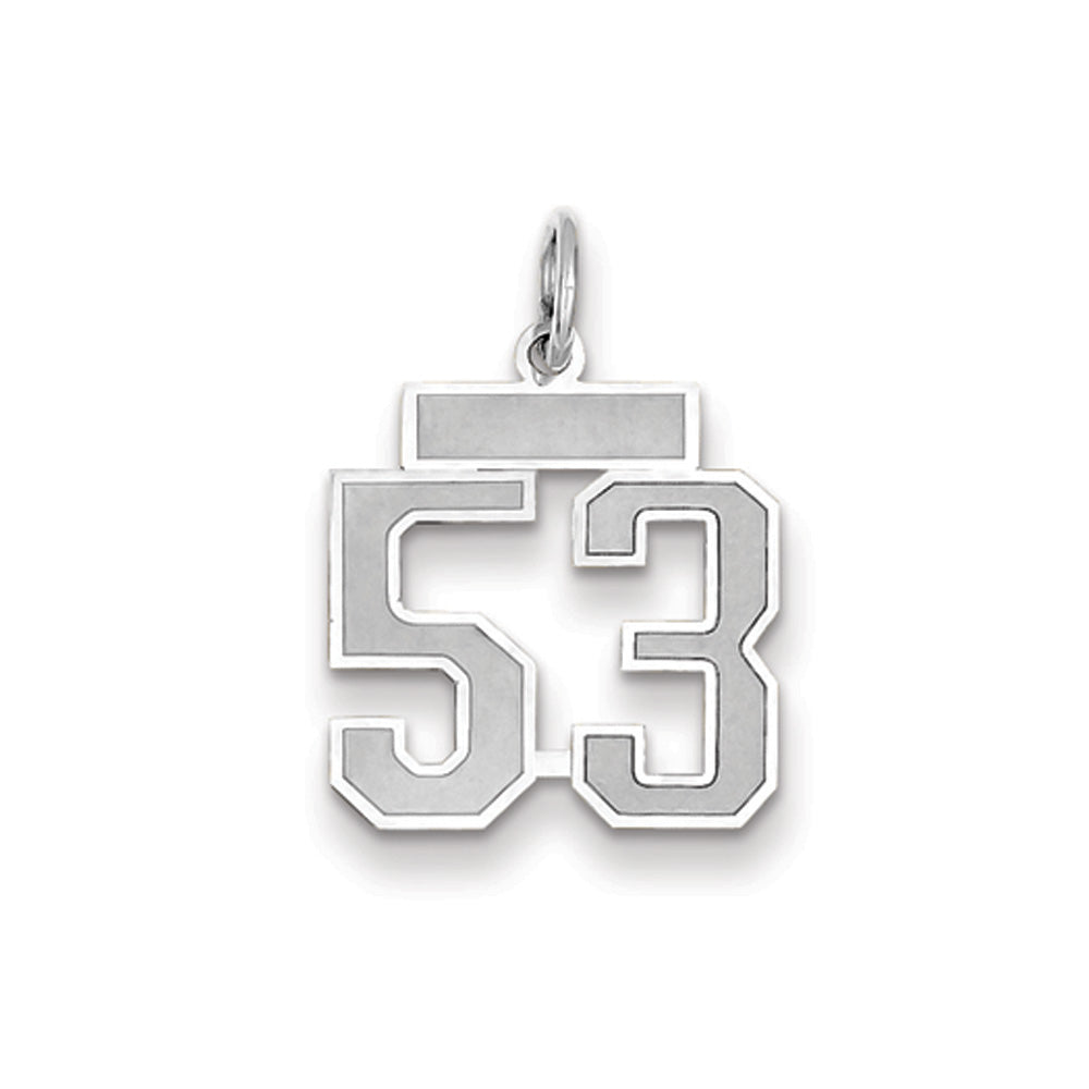 14k White Gold, Jersey Collection, Small Number 53 Pendant, Item P10401-53 by The Black Bow Jewelry Co.