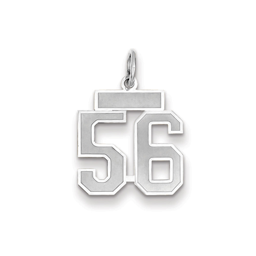14k White Gold, Jersey Collection, Small Number 56 Pendant, Item P10401-56 by The Black Bow Jewelry Co.