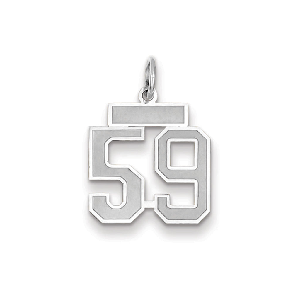 14k White Gold, Jersey Collection, Small Number 59 Pendant, Item P10401-59 by The Black Bow Jewelry Co.