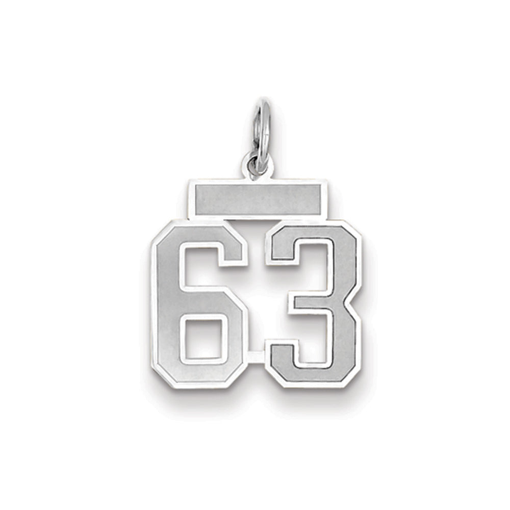 14k White Gold, Jersey Collection, Small Number 63 Pendant, Item P10401-63 by The Black Bow Jewelry Co.