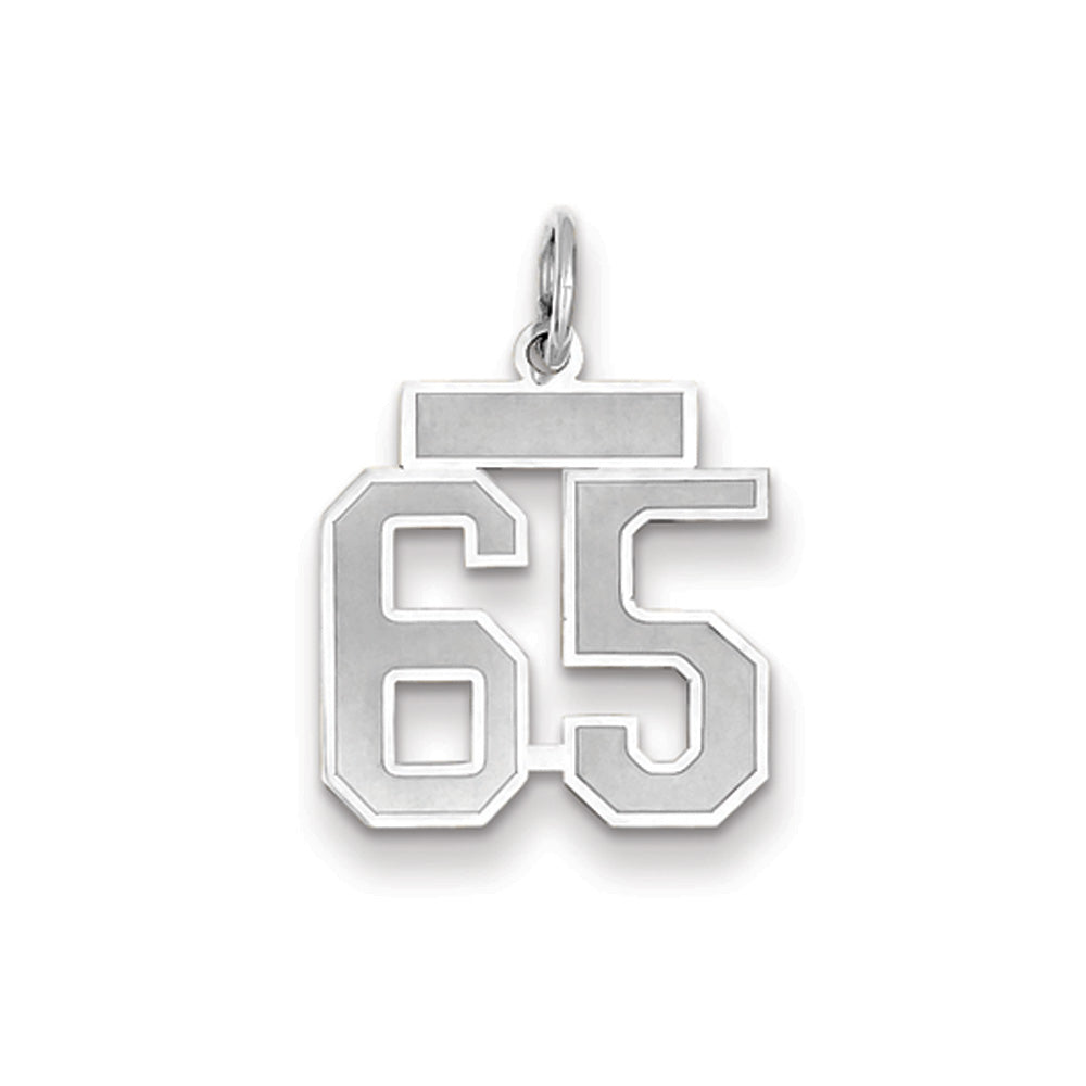 14k White Gold, Jersey Collection, Small Number 65 Pendant, Item P10401-65 by The Black Bow Jewelry Co.